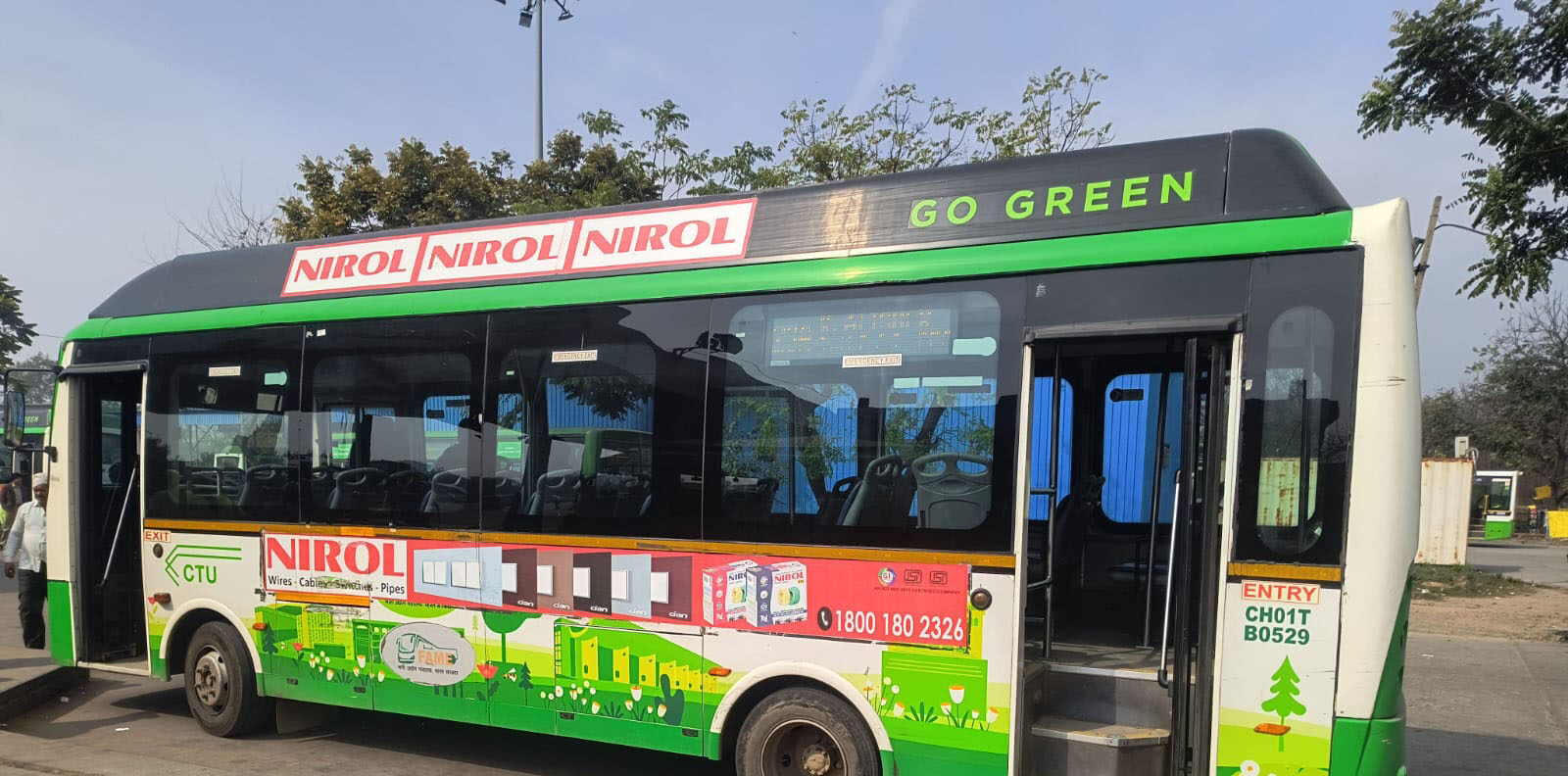 Bus with a full-body advertising wrap