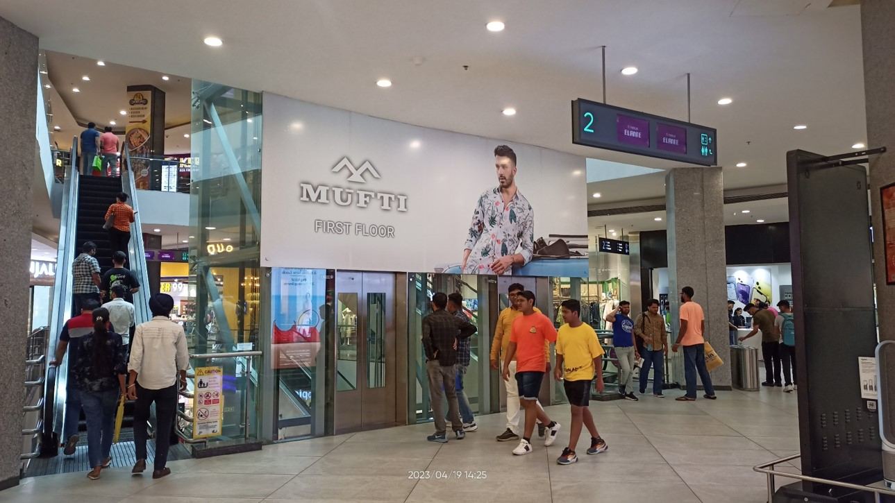 Elante Mall — Glass Lift Header 2nd floor — Mall Branding in Chandigarh