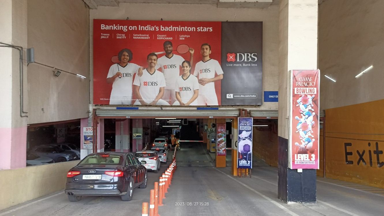 Elante Mall — Parking Header near gate no. 5 — Mall Branding in Chandigarh